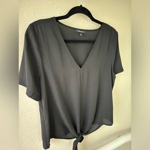 Madewell Black front tie short sleeve top